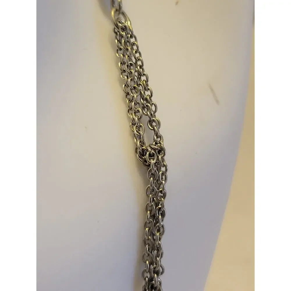 Necklace Jewelry Knotted Chain Silver Tone Metal Beaded Statement‎ Fashion